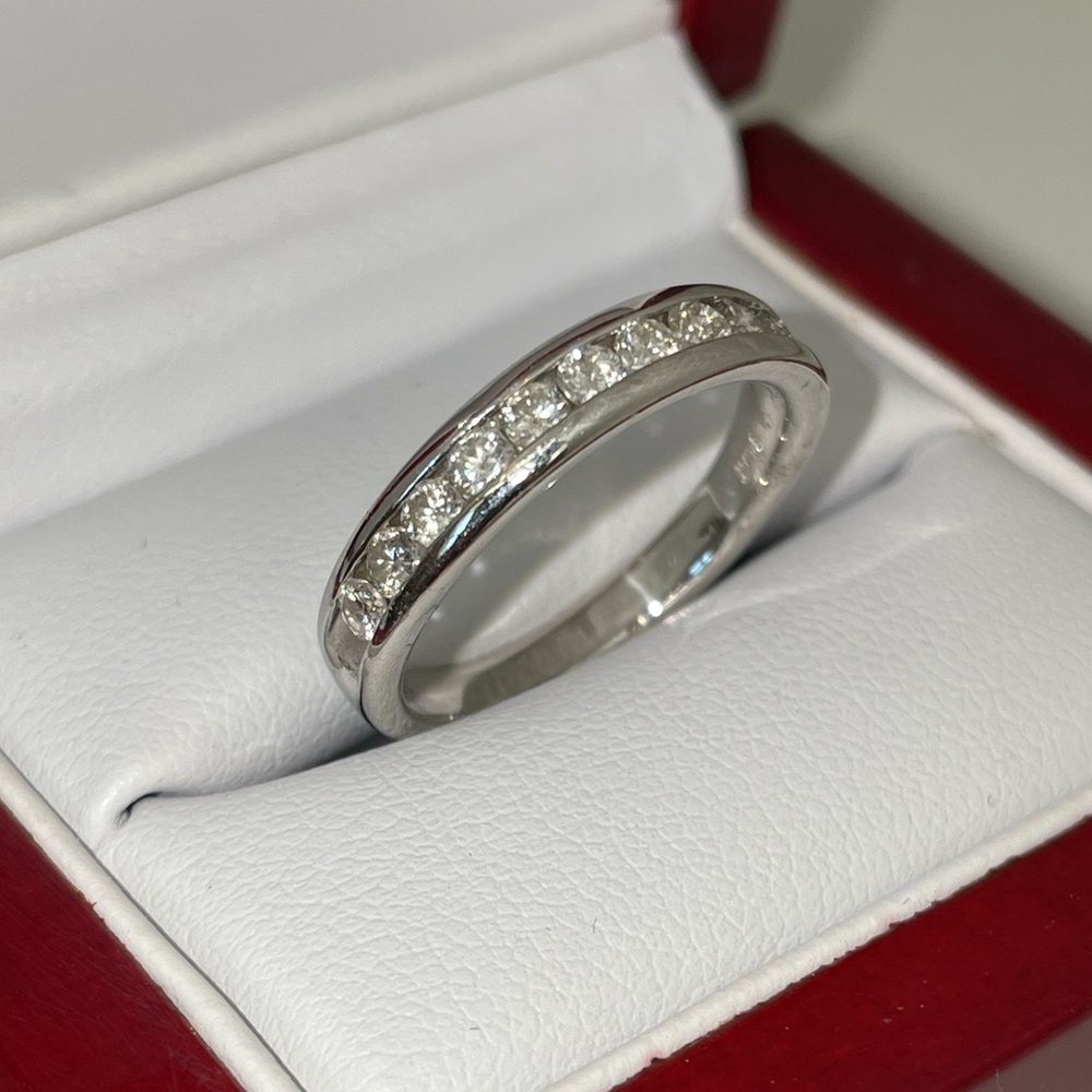 Solid PLATINUM (not 14K 18K ) Natural Diamond Channel Set Band Ring Stackable
